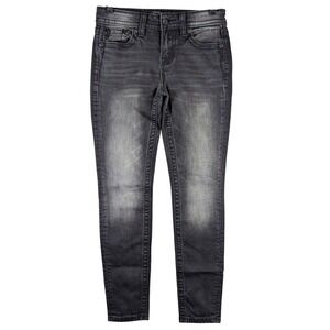 Miss Me Ankle Skinny Jeans Mid-Rise Embellished Pocket Black Size 26(Fits 28x27)